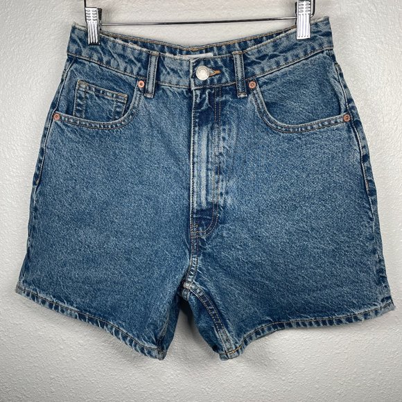 Zara Pants - Zara High Rise Denim Mom Shorts 100% Cotton Size 6